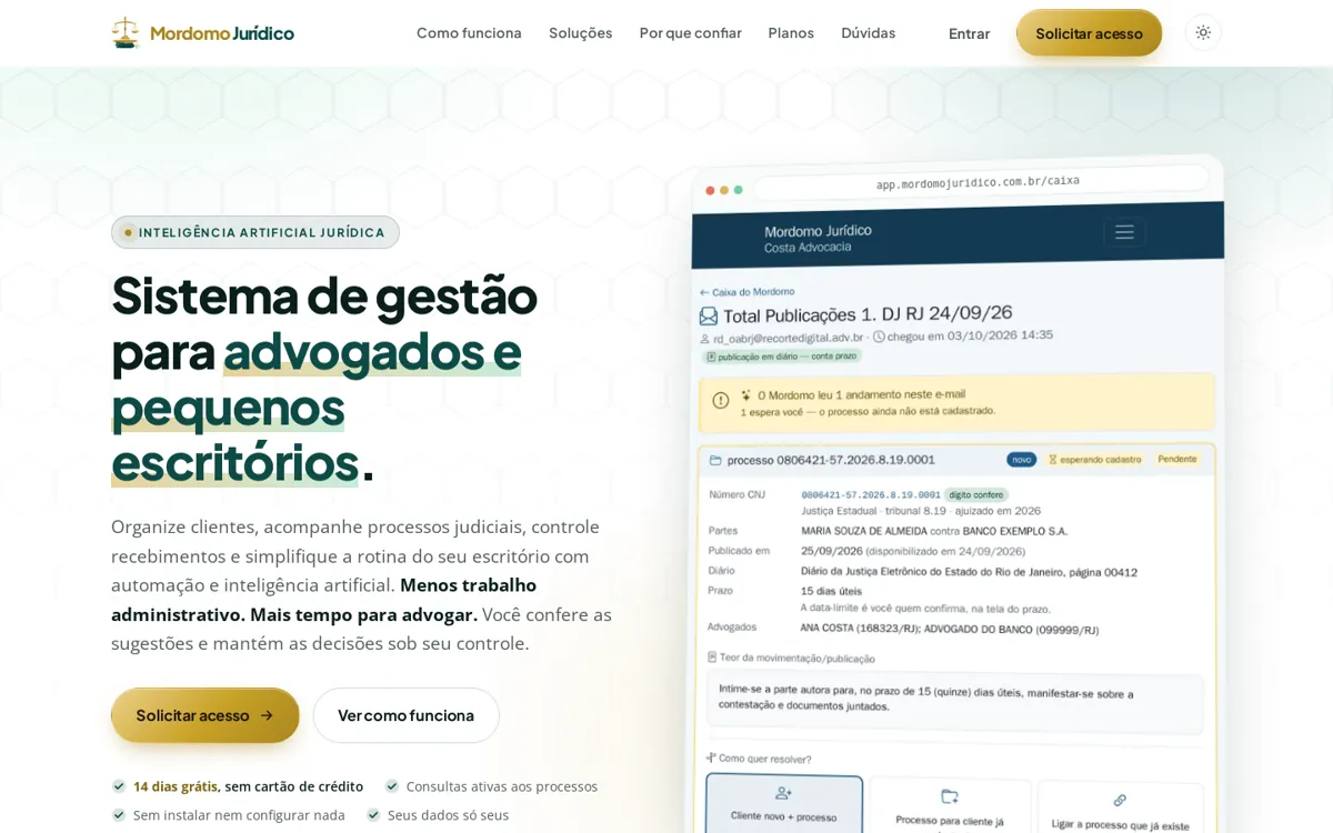 Página inicial do Mordomo Jurídico